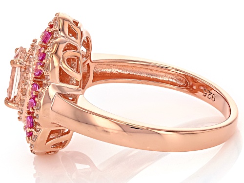 Pre-Owned 0.60ct Morganite, 0.27ctw Lab Pink Sapphire, 0.20ctw Zircon 18k Rose Gold Over Sterling Si - Size 9