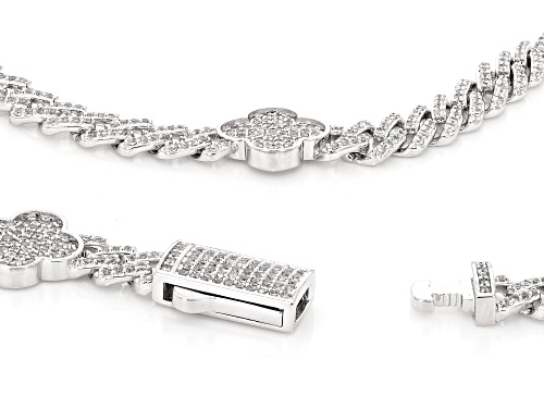 Pre-Owned Bella Luce® Ottone 10.76ctw White Diamond Simulant Rhodium Plated Monaco Link Clover Neckl - Size 18