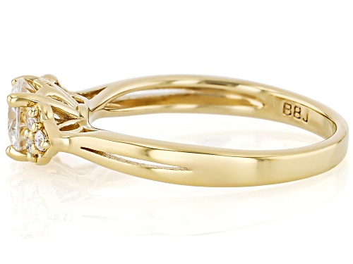 Pre-Owned 1.10ct Strontium Titanate With 0.05ctw Moissanite 18k Yellow Gold Over Sterling Silver Rin - Size 10