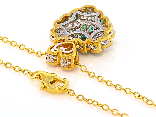 Pre-Owned 0.41ctw Grizzly Emerald Rhodium/24k Gold Over Palladium Sterling Silver Heart Pendant With