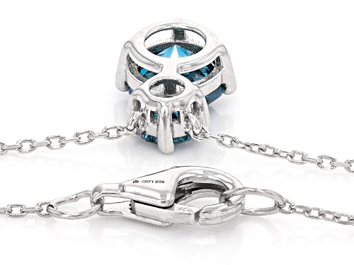 Pre-Owned Prazana® Lab-Grown Diamonds 1.90ctw Round Blue Diamond Rhodium Over Sterling Silver Statio - Size 18