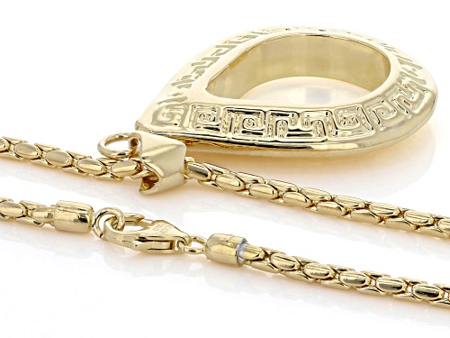 Pre-Owned Moda Al Massimo® 18K Yellow Gold Over Bronze Tear Drop Greek Key Pendant On 3mm Cardano 18 - Size 18