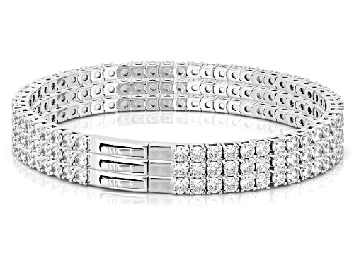 Pre-Owned Bella Luce® Ottone 27.69ctw White Diamond Simulant Rhodium Over Brass Flex Bangle Set of 3 - Size 7