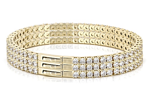 Pre-Owned Bella Luce® Ottone 27.69ctw White Diamond Simulant 18k Yellow Gold Over Brass Flex Bangle - Size 7
