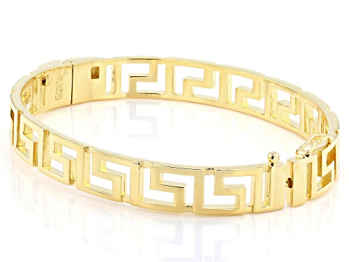 Pre-Owned Moda Al Massimo® 18K Yellow Gold Over Bronze Polished Open Greek Key Bangle Bracelet - Size 7