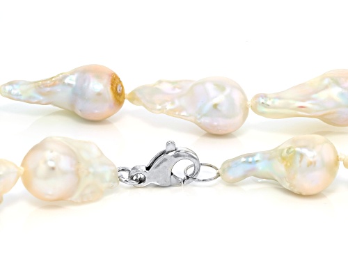 Pre-Owned Genusis™ 13-16mm White Cultured Freshwater Pearl Rhodium Over Sterling Silver 20 Inch Neck - Size 20