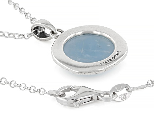 Pre-Owned Artisan Collection of Israel™ 14mm Dreamy Aquamarine Sterling Silver Pendant With Chain