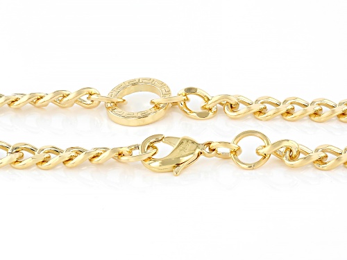 Pre-Owned Moda Al Massimo® 18K Yellow Gold Over Bronze Greek Key Curb Link 20 Inch Station Necklace - Size 20