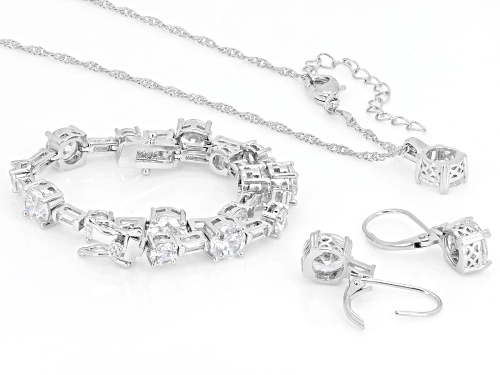 Pre-Owned Bella Luce® Ottone 27.38ctw Diamond Simulant Rhodium Plated Bracelet Pendant & Earrings Se