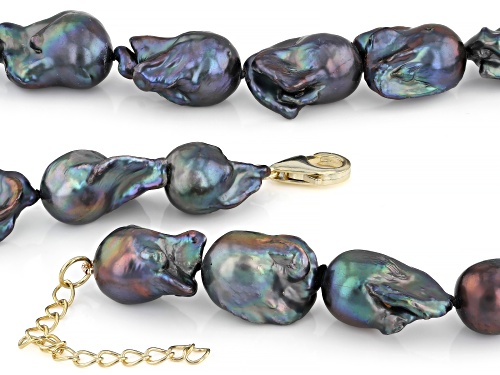 Pre-Owned Genusis™ 12-13mm Black Cultured Freshwater Pearl 14K Yelow Gold Over Silver 20 Inch Strand - Size 20