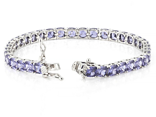 Pre-Owned Bella Luce® Esotica™ 28.35ctw Tanzanite Simulant Rhodium Plated Ottone Tennis Bracelet - Size 8