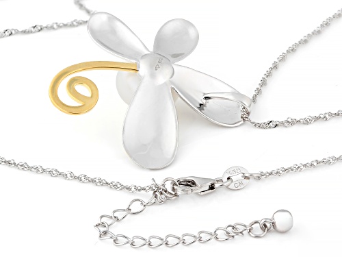 Pre-Owned 11mm White Cultured Freshwater Pearl Rhodium & 18k Gold Over Sterling Silver Pendant With