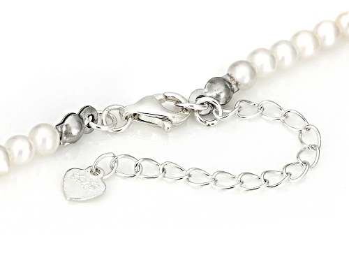 Pre-Owned 3mm White Cultured Freshwater Pearl Sterling Silver 18 Inch Strand Necklace - Size 18