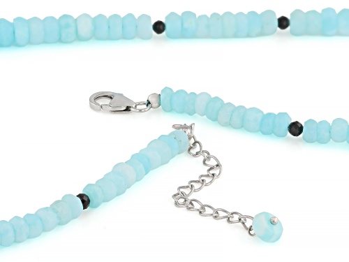 Pre-Owned 5-6mm Peruvian Opal With 2.5-3mm Black Spinel Rhodium Over Sterling Silver Necklace - Size 18