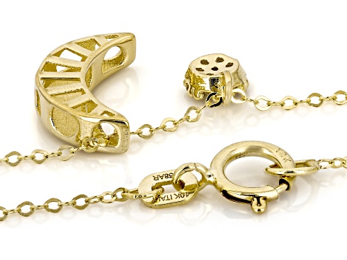 Pre-Owned Splendido Italian Jewelry™ 10k Yellow Gold Star & Moon Glow Necklace with Cubic Zirconia 0 - Size 18