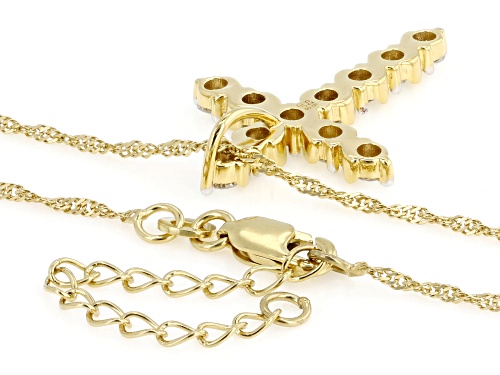 Pre-Owned Prazana® Lab-Grown Diamonds 1.20ctw Diamond 14K Gold Over Silver Cross Pendant With Chain,