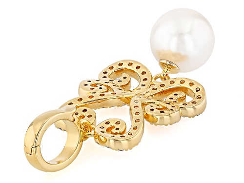 Pre-Owned Pearlfection® 14mm White South Sea Simulant With Bella Luce® 18K Yellow Gold Plated Enhanc