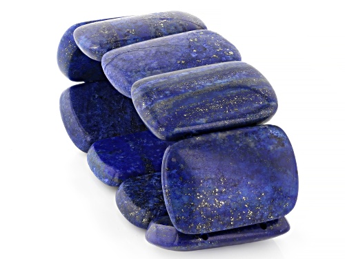 Pre-Owned 32x22-36x26mm Fancy Cut Blue Lapis lazuli Stretch Bracelet - Size 7