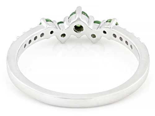 Pre-Owned 0.27ctw Tsavorite with 0.10ctw White Zircon Rhodium Over Sterling Silver Ring - Size 5