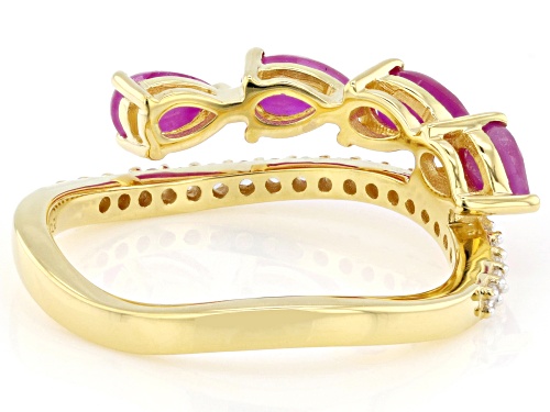 Pre-Owned 1.04ctw John Saul Ruby With 0.19ctw White Zircon 18k Yellow Gold Over Sterling Silver Ring - Size 10