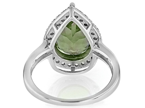 Pre-Owned 3.90ct Quantum Cut Color-Change Zandrite® with 0.49ctw White Zircon Rhodium Over Silver Ri - Size 6