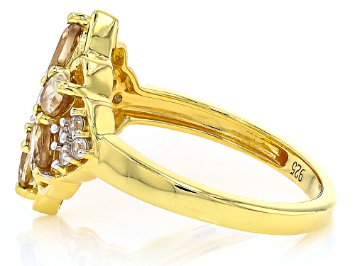 Pre-Owned 1.68ct Imperial Zircon With 0.19ctw White Zircon 18k Yellow Gold Over Sterling Silver Ring - Size 10