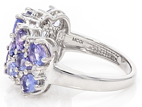 Pre-Owned 2.02ctw Tanzanite with 0.17ctw White Zircon Rhodium Over Sterling Silver Ring - Size 8