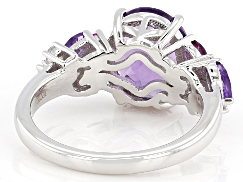 Pre-Owned 3.39ctw Canela Amethyst with Multi-Gemstone Rhodium Over Sterling Silver Ring - Size 7
