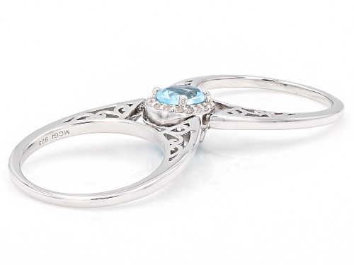Pre-Owned Sleeping Beauty Turquoise with 1.04ctw Glacier Topaz™ & Zircon Rhodium Over Silver Reversi - Size 9