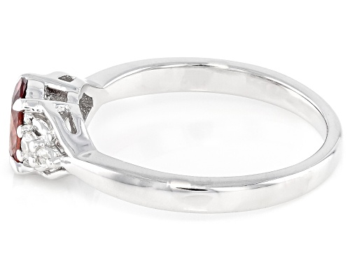 Pre-Owned 0.93ct Blush Zircon and 0.12ctw White Zircon Rhodium Over Sterling Silver Ring - Size 6
