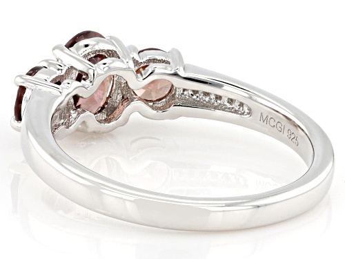 Pre-Owned 1.61ctw Blush Zircon Rhodium Over Sterling Silver 3-Stone Ring - Size 10