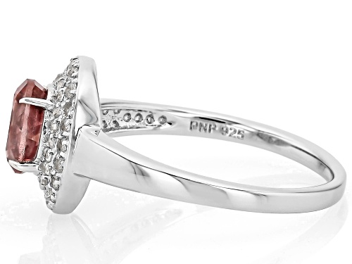 Pre-Owned 0.93Ct Blush Zircon with 0.35ctw White Zircon Rhodium Over Sterling Silver Ring - Size 8