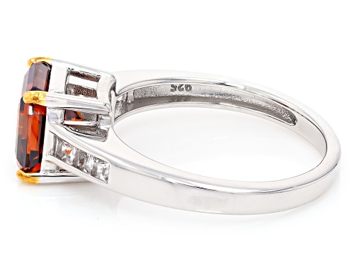 Pre-Owned 3.55ctw Cognac Strontium Titanate With Topaz Rhodium & 18k Yellow Over Silver Two-Tone Rin - Size 9