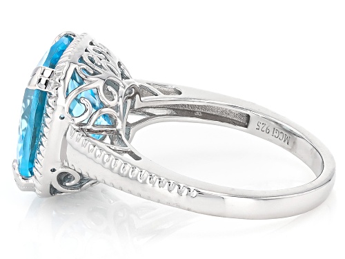 Pre-Owned 7.65ct Glacier Topaz™ Rhodium Over Sterling Silver Ring - Size 7