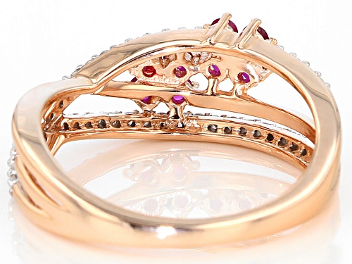 Park Avenue Collection® .40ctw Round Red Ruby And .20ctw Round White Diamond 14k Rose Gold Ring - Size 7
