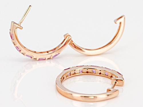 Park Avenue Collection(R) 1.04ctw Pink Sapphire And 0.11ctw White Diamond 14k Rose Gold Earrings