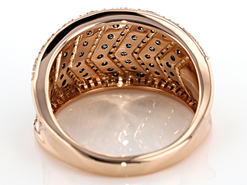 Park Avenue Collection® .75ctw Round Champagne and White Diamond 14k Rose Gold Chevron Ring - Size 6