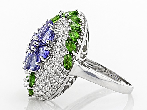Park Avenue Collection® 2.87ctw Multi-Gemstone & 1.09ctw White Diamond 14K White Gold Ring - Size 6