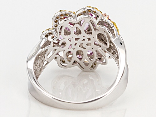 Park Avenue Collection® 1.83ctw Pink Sapphire & .63ctw Yellow & White Diamond 14k White Gold Ring - Size 6