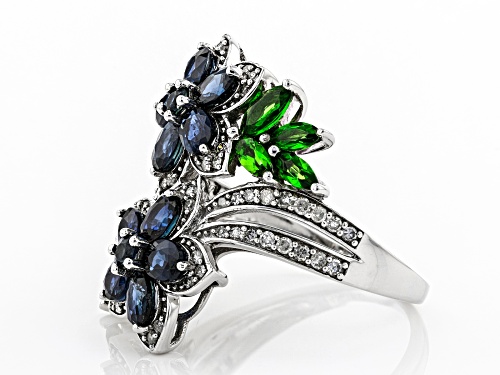 Park Avenue Collection® 2.60ctw Sapphire And Chrome Diopside & .35ctw Diamond 14K White Gold Ring - Size 8