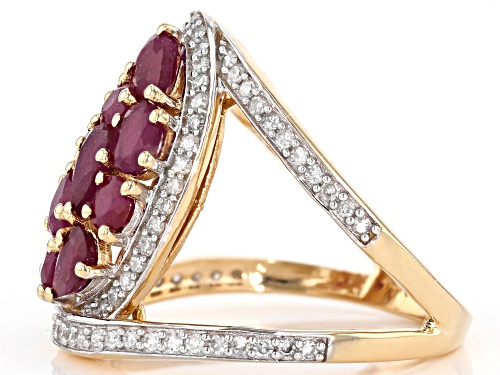Park Avenue Collection® 2.30ctw Red Burmese Ruby And 0.35ctw White Diamond 14K Yellow Gold Ring - Size 6