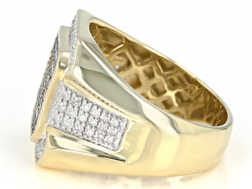 Park Avenue Collection® 1.00ctw Round  Champagne & White Diamond 14k Yellow Gold Men's Ring - Size 10