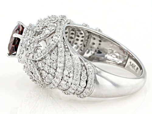 Park Avenue Collection® 2.83ctw Oval Red Garnet & Round White Diamond 14k White Gold Dome Ring - Size 8
