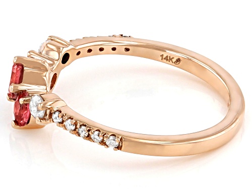 Park Avenue Collection® 0.40ctw Pink Tourmaline & 0.15ctw White Diamond 14k Rose Gold 3-Stone Ring - Size 10