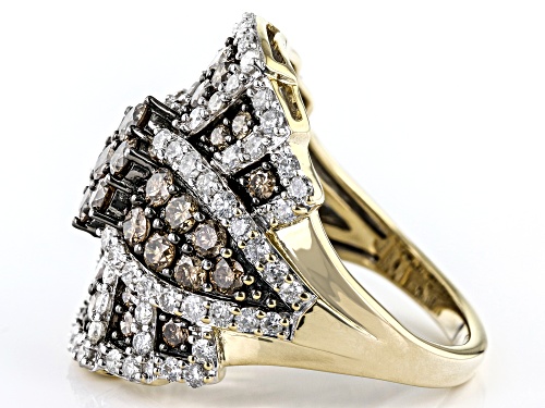 Park Avenue Collection® 3.00ctw Round Champagne And White Diamond 14k Yellow Gold Cluster Ring - Size 6