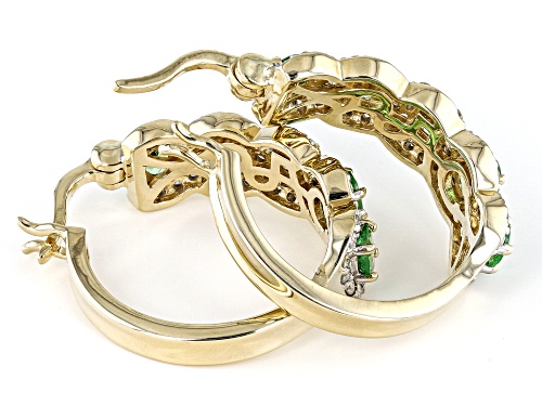 Park Avenue Collection® 1.45ctw Tsavorite Garnet & 0.82ctw White Diamond 14k Yellow Gold Earrings