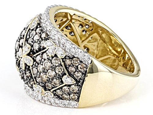 Park Avenue Collection® 2.00ctw Round Champagne And White Diamond 14k Yellow Gold Dome Ring - Size 10