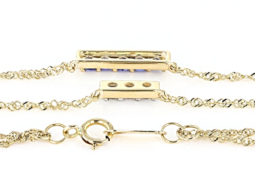 Park Avenue Collection® 0.32ctw Blue Tanzanite And White Diamond 14k Yellow Gold Layered Necklace - Size 16