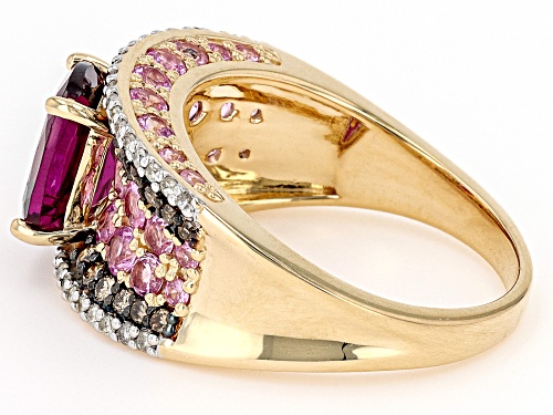 Park Avenue Collection® 2.34ct Rhodolite, 1.37ctw Sapphire And 0.43ctw Diamond 14k Yellow Gold Ring - Size 7.5