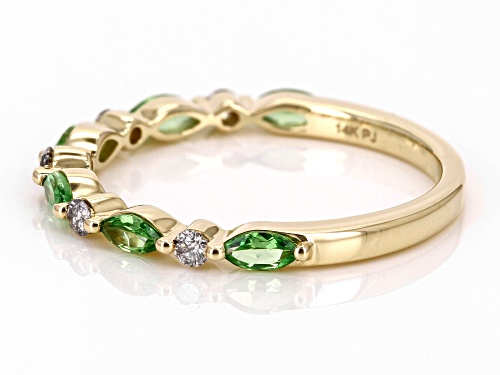 Park Avenue Collection® 0.63ctw Tsavorite Garnet And 0.16ctw White Diamond 14k Yellow Gold Band Ring - Size 8